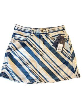 UniversalThread Womens Striped Mini Skirt 78% Cotton 22% Lyocell Blue & White 4